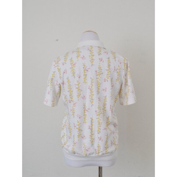 Vintage 80s Ditsy Floral‎ Polo Tee size M - Picture 3 of 10